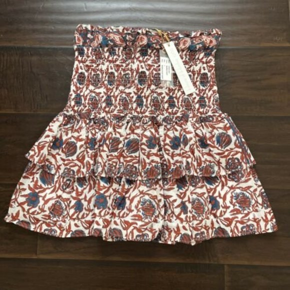 NWT House of Harlow Smocking Tiered Summer Mini Skirt Boho - Picture 4 of 11